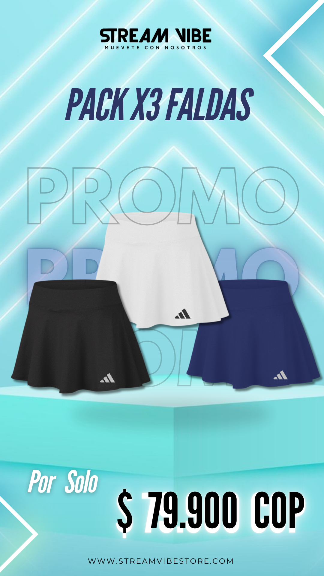 Pack X3 Referencias Falda Deportiva 𐤏