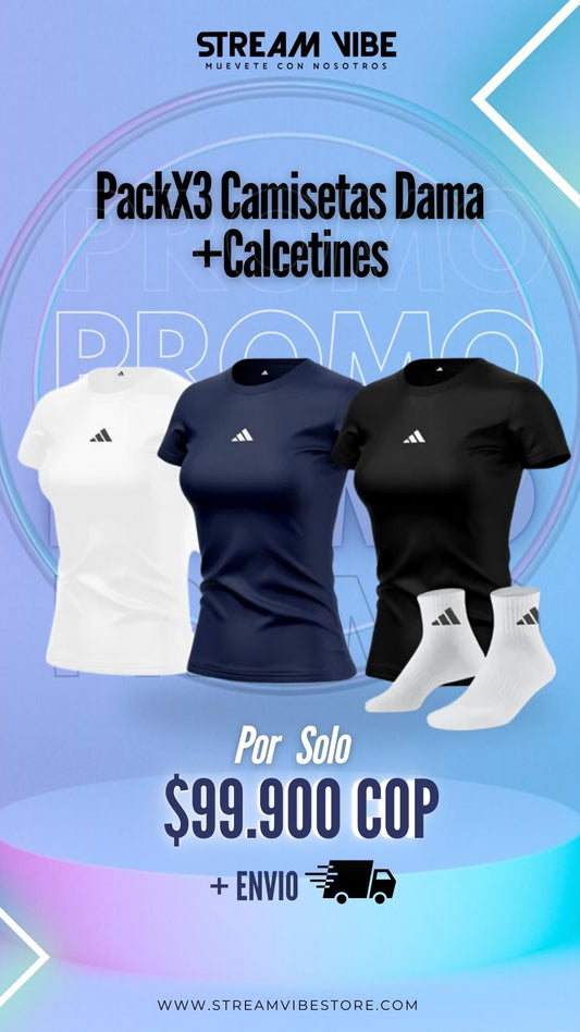 Pack X3 Referencias Camiseta Dama 𐤏