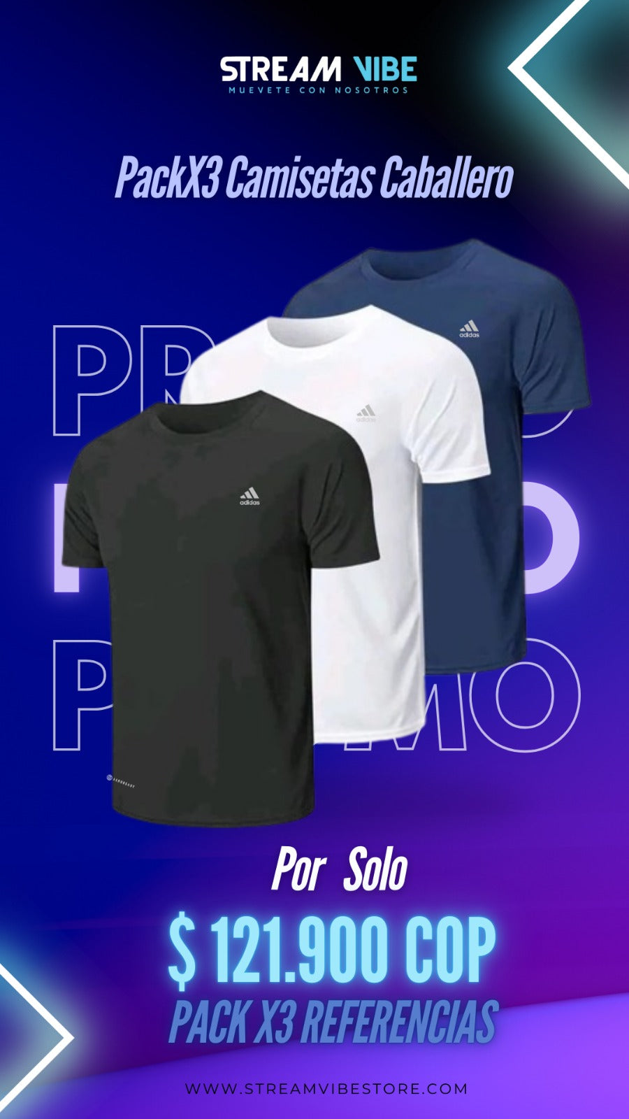 Pack X3 Referencias Camiseta Caballero 𐤏