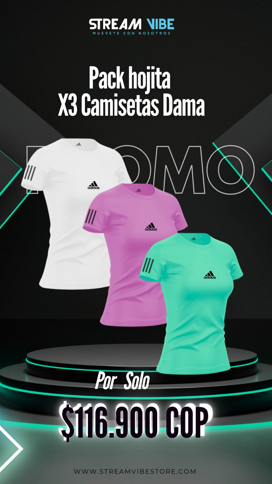 Pack X3 Referencias Camiseta para Dama 𐤏 ¡NUEVOS COLORES!