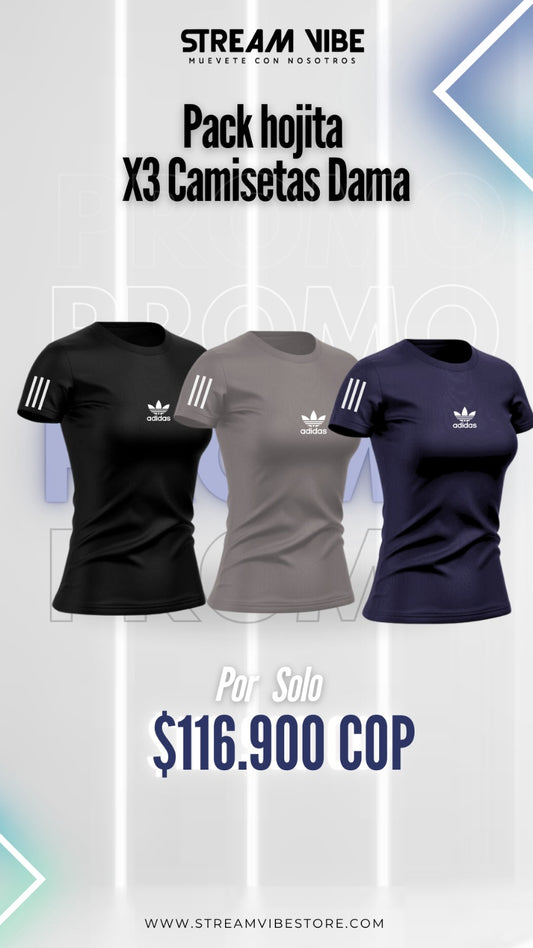 Pack X3 Referencias Camiseta para Dama 𐤏 ¡NUEVO DISEÑO!