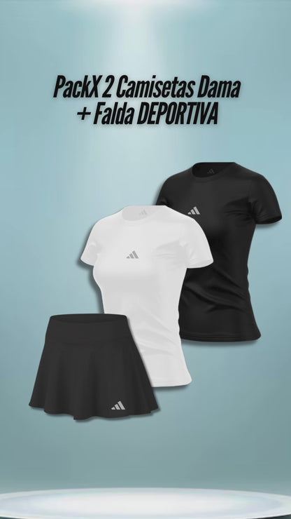 Pack X3 Referencias Camiseta Dama + Falda 𐤏